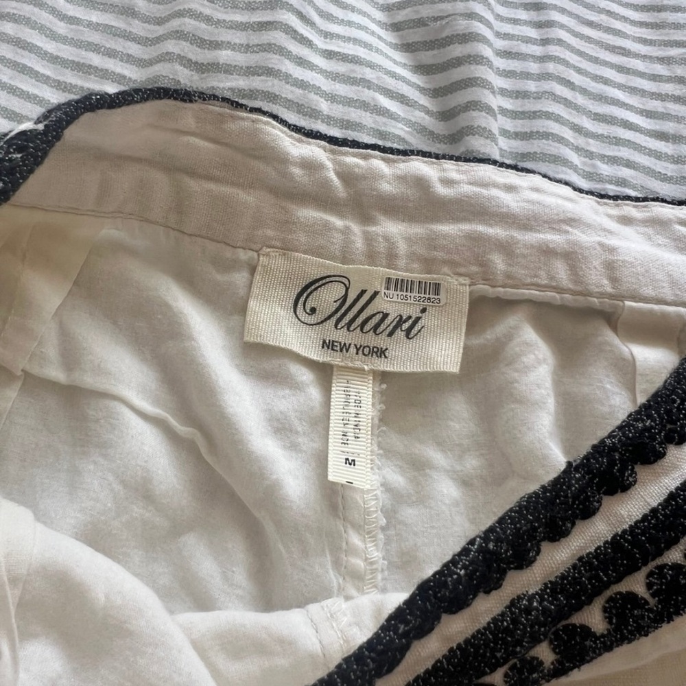 Anthropologie Embroidered Chic Cream and Black Floral Wide Leg Pants - Picture 7 of 12